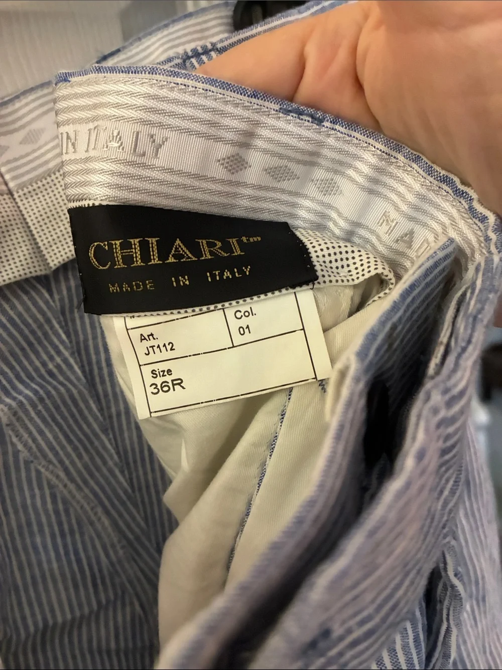 Chiari Made in Italy Men's Light Blue Pinstripe LinenDress Pants SZ 36/31